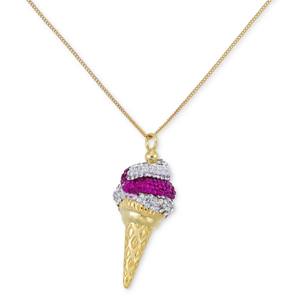 Gorgeous Simone I. Smith Pink Crystal Ice Cream Necklace Birthday Fine Jewelry